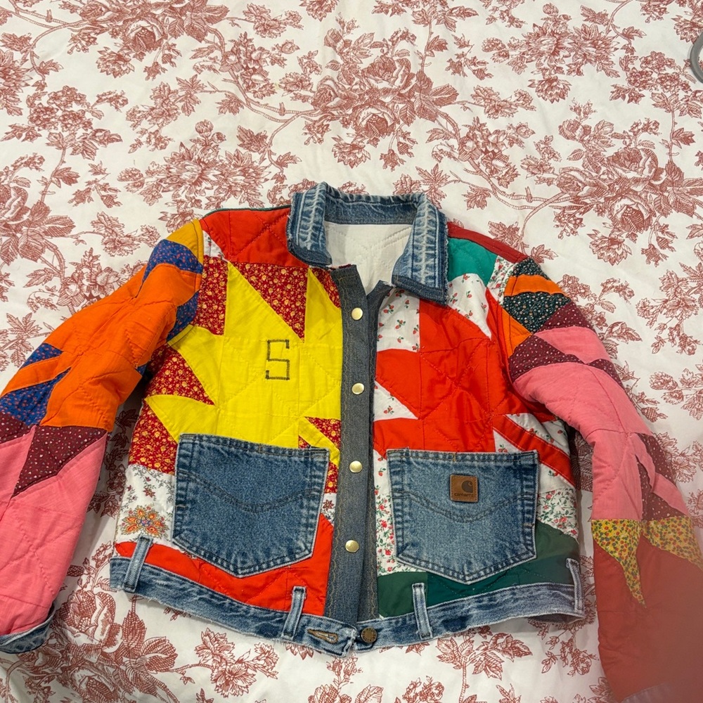Upcycled Vintage Quilt and Carhartt Denim Jacket